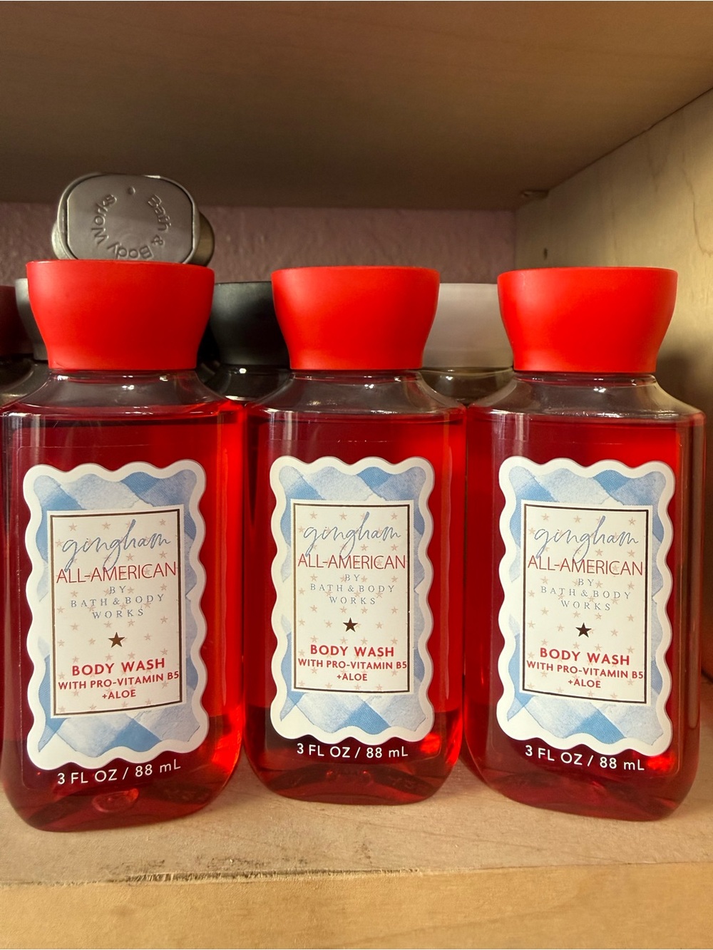 New 3 Bath & Body Works Gingham All-American Body Wash - Red